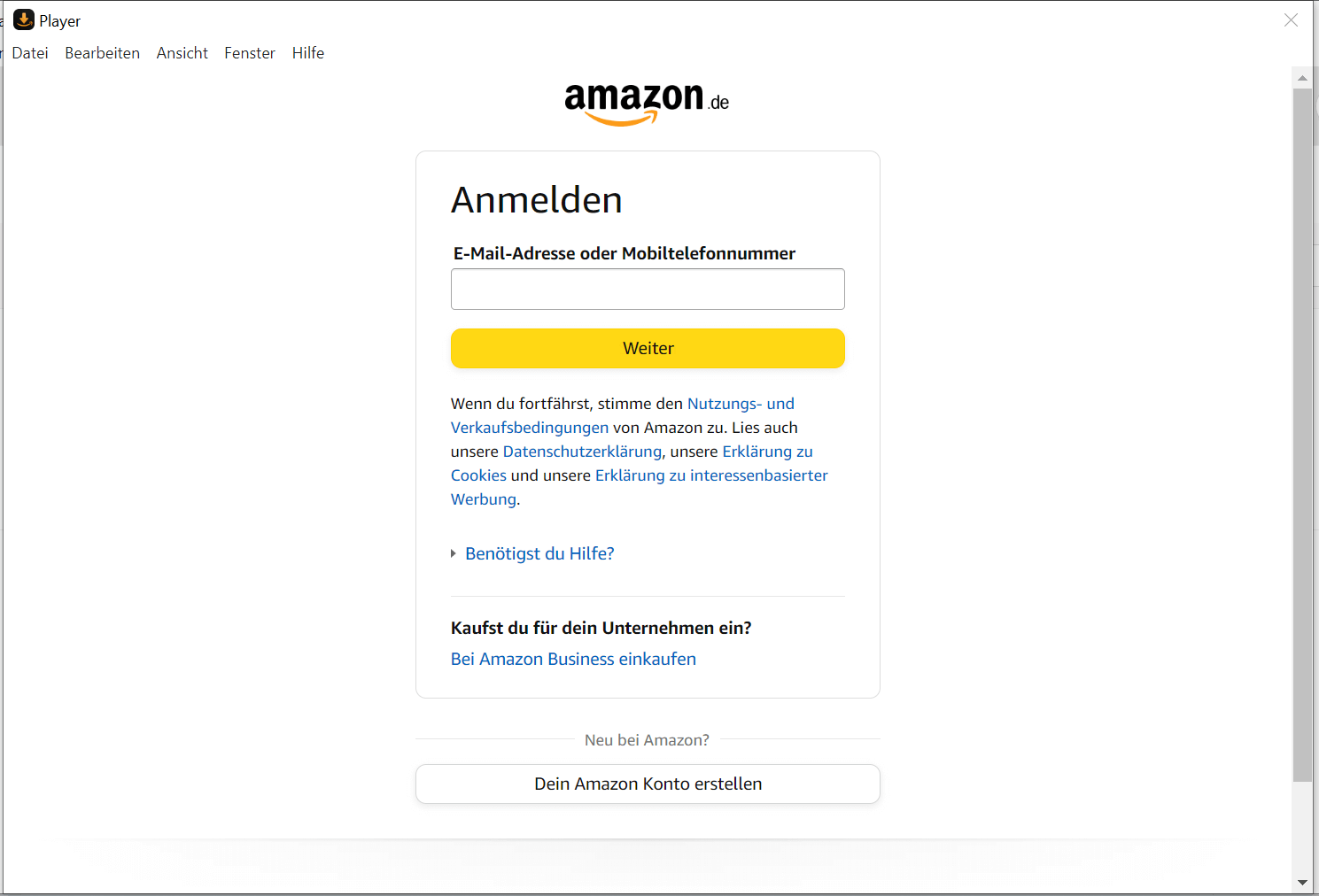 Log in to Amazon