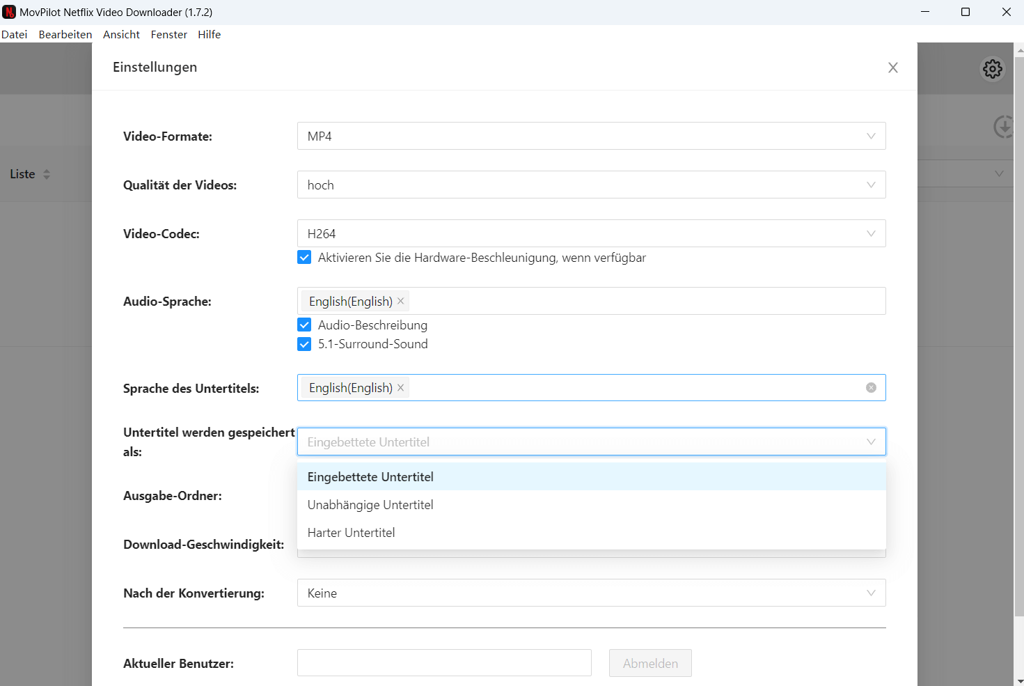 Select Subtitle Type from Settings