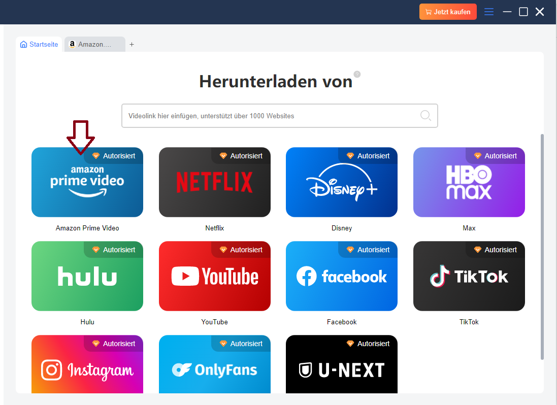 Amazon Prime Video wählen