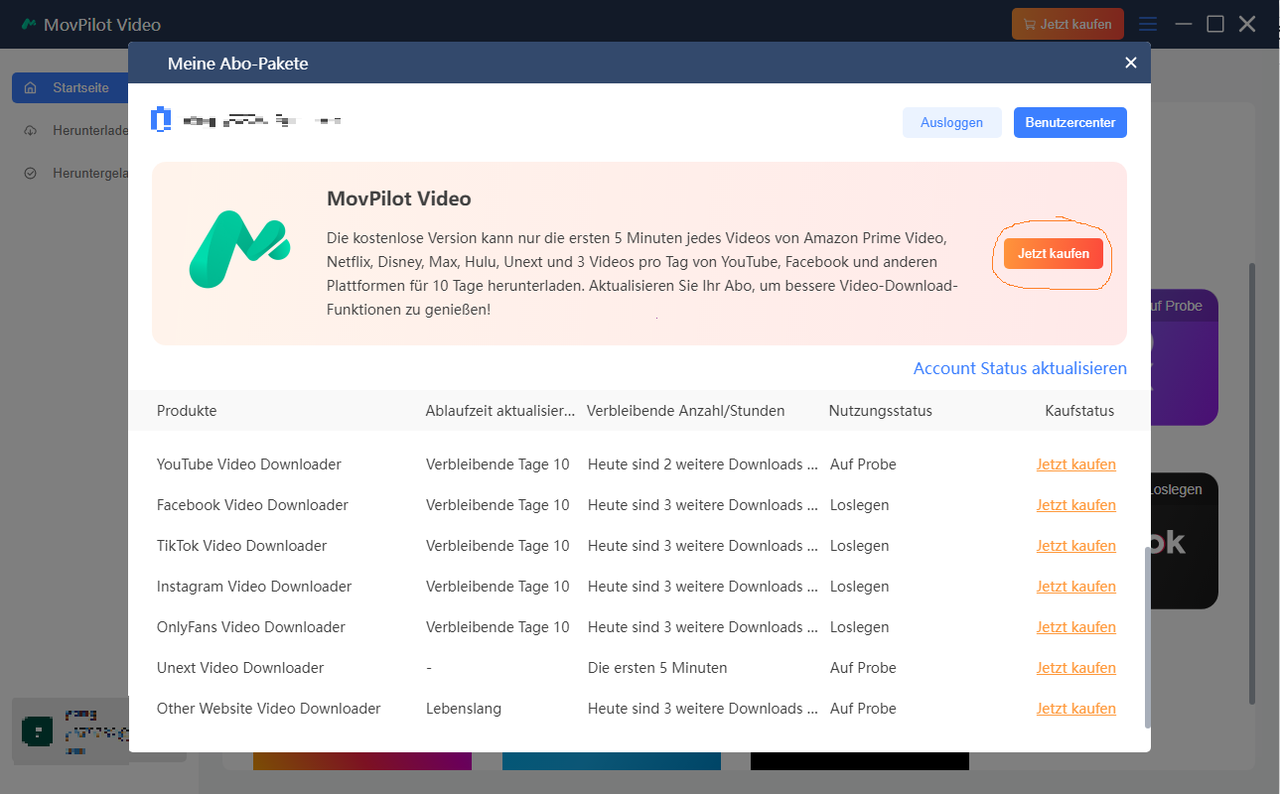 MovPilot All-in-One Video Downloader registrieren