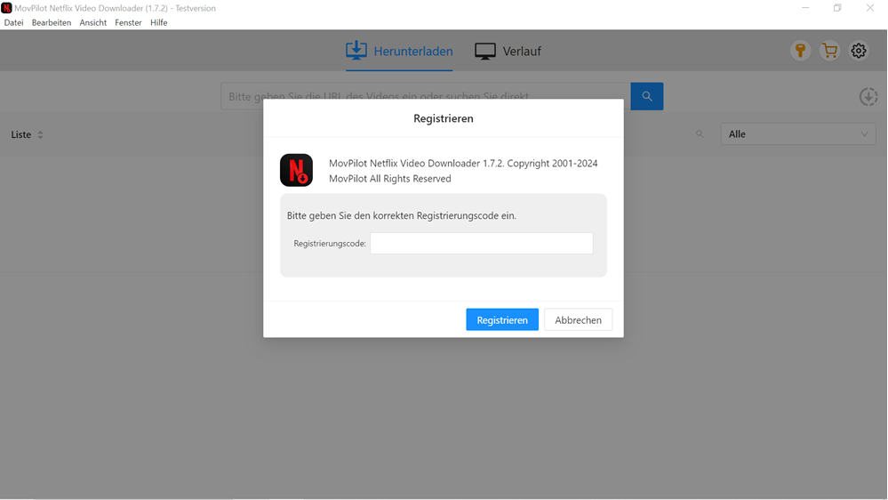 Netflix Video Downloader registrieren