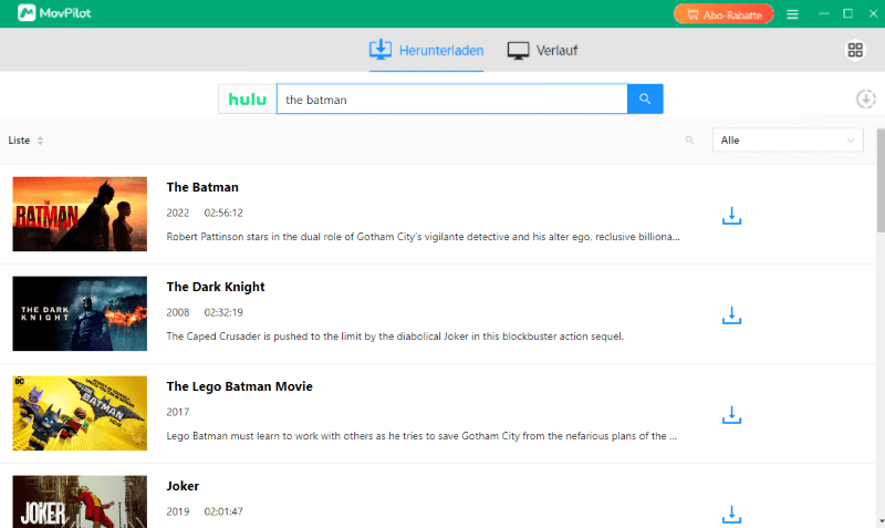 Nach Hulu Filme/Serien suchen