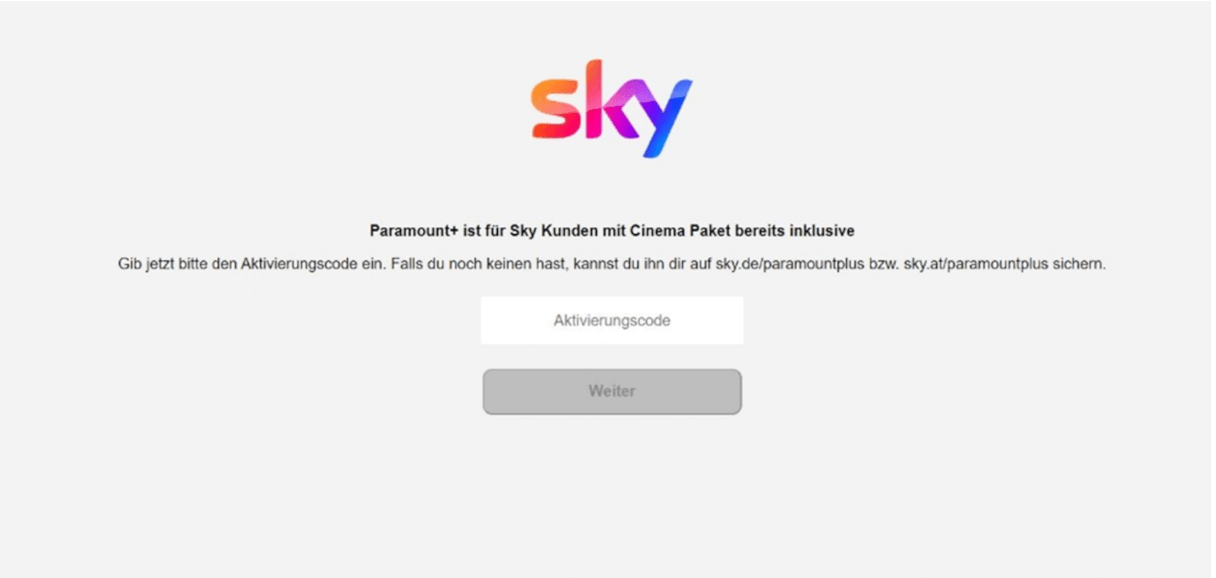 Aktivierungscode einfügen