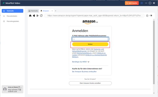 Amazon Verbindungsprobleme mit MovPilot umgehen - Schritt 3