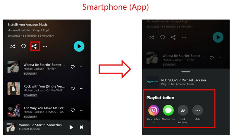 klicke auf den Teilen-Button