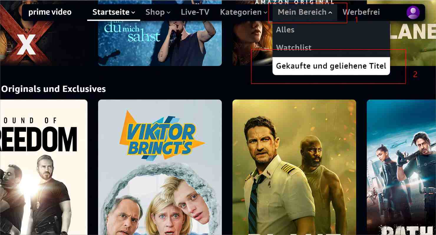 Amazon Prime gekaufte Filme finden