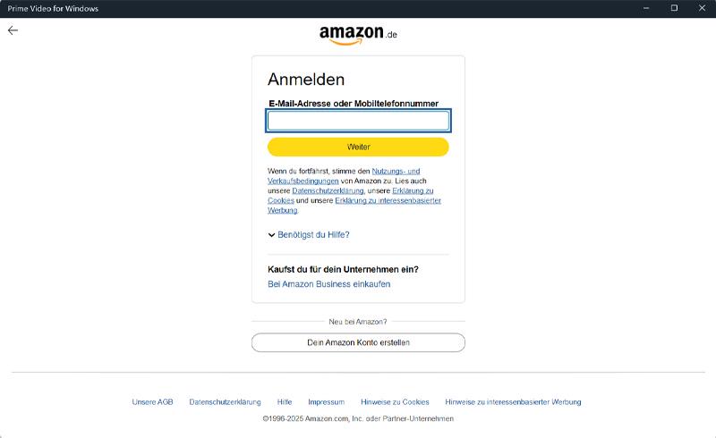 Amazon Prime Konto sich anmelden