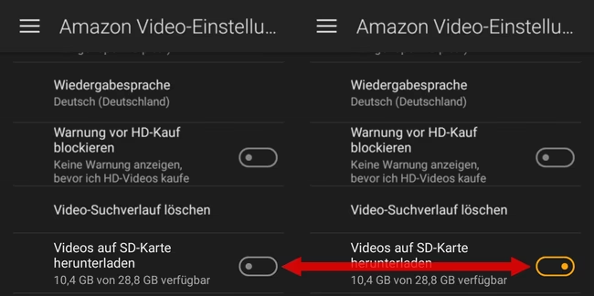 Amazon Prime Video Filme auf SD-Karte speichern