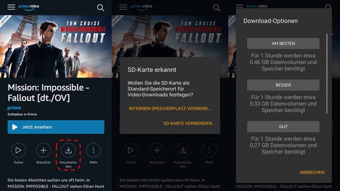 Amazon Prime Video offline schauen auf Android