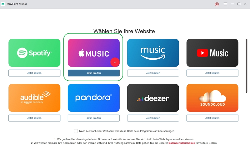 Mit MovPilot Apple Music Converter songs herunterladen -schritt 1