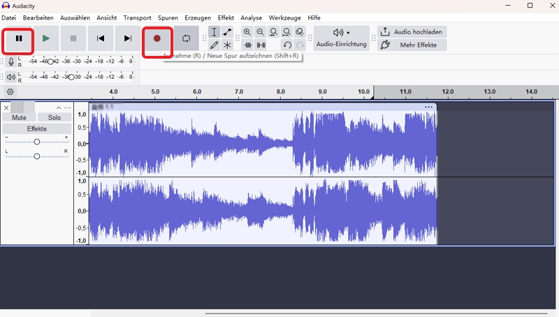 Audacity für Audioaufnahme - schritt 2