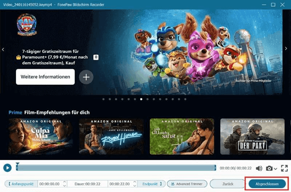 Aufgenommene Prime Video speichern