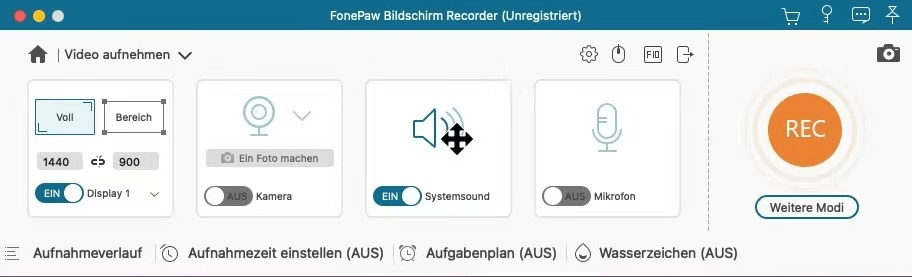 Bildaufnahme starten mit FonePaw auf Mac