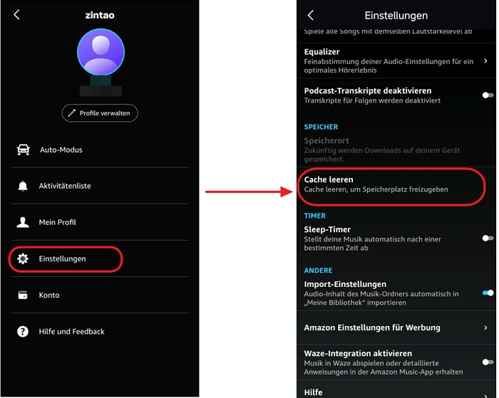 Amazon-Music-Einstellungen
