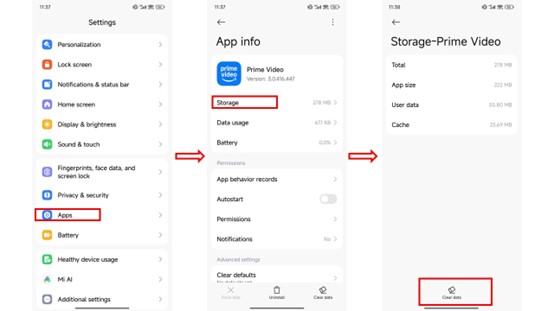 Cache und App-Daten löschen