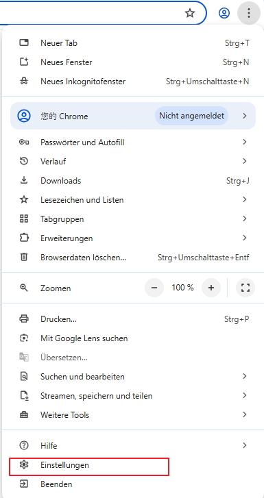 chrome einstellungen öffnen