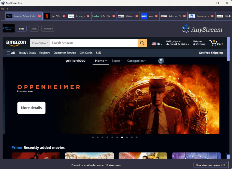 Den gewünschten Streamingdienst auswählen