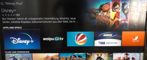 Disney Plus App in den Suchergebnissen klicken