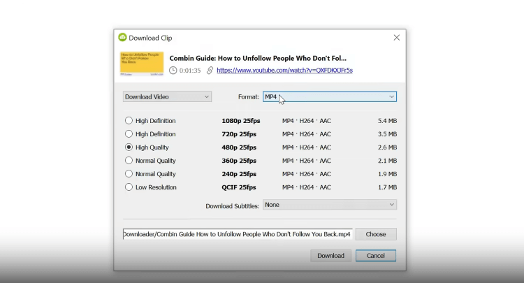 Download-Einstellungen bei 4K Video Downloader auswählen