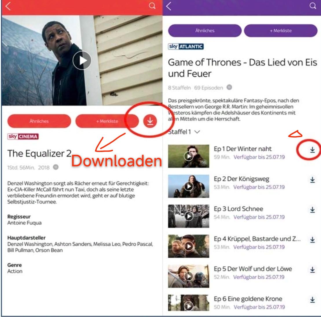Download mit Sky Ticket