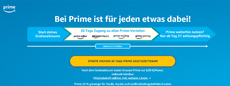 Ein Monat Amazon Prime gratis verwenden