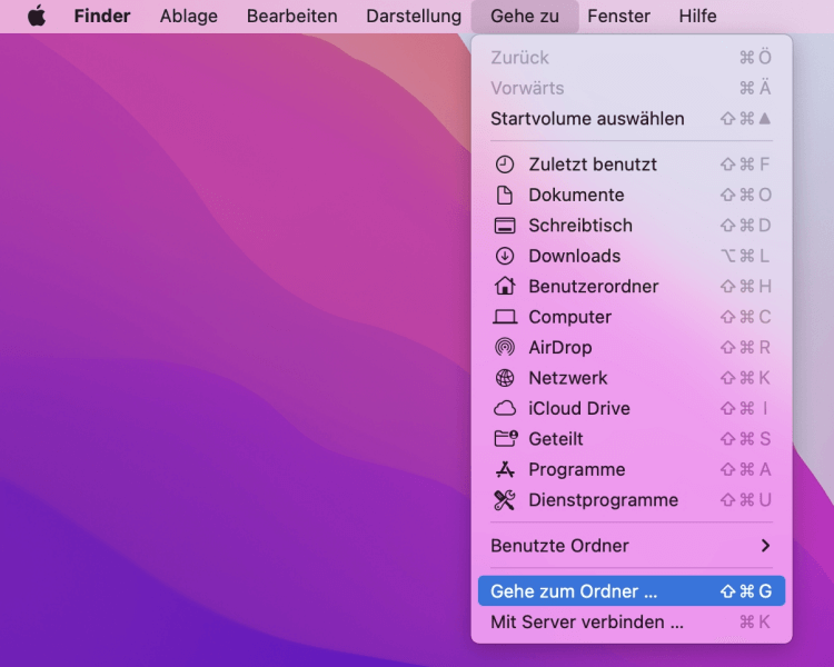 Gehe zum Ordner Mac