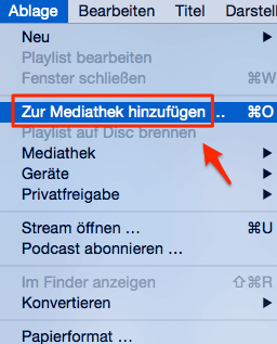 iTunes Zur Mediathek hinzufügen