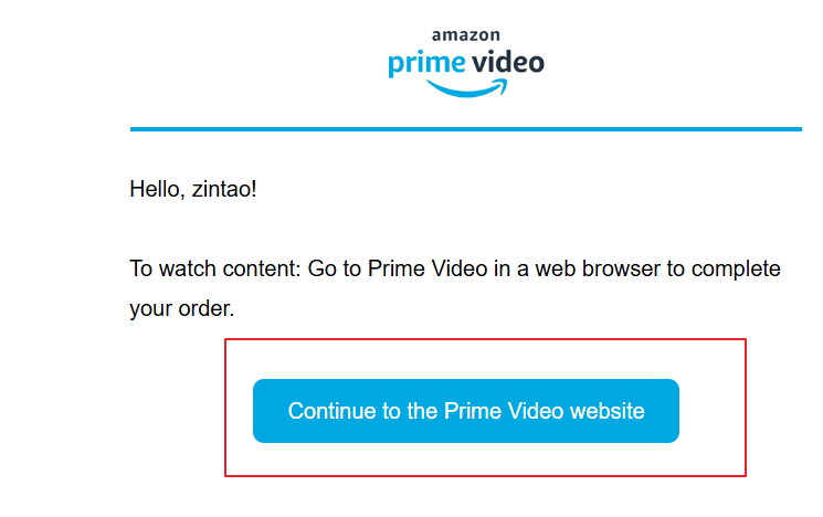 Klicke continue tot he Prime Video webseit