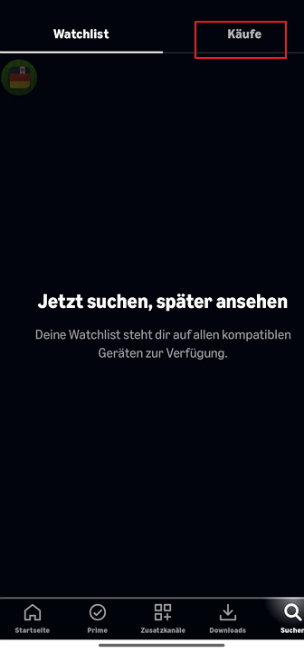 gekauften Filme finden