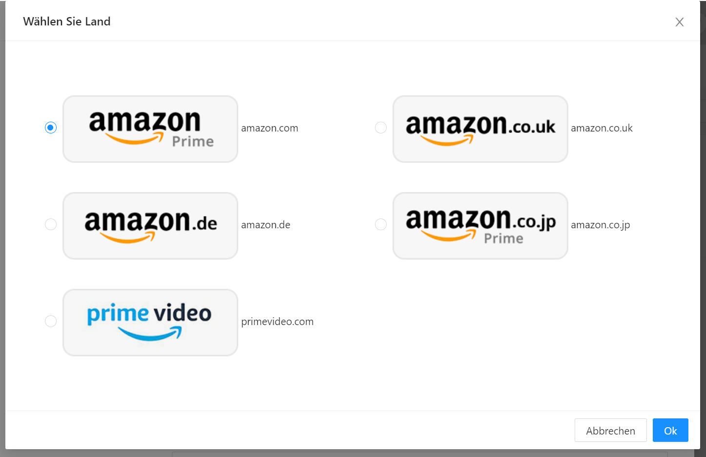 Land von Amazon Prime wählen