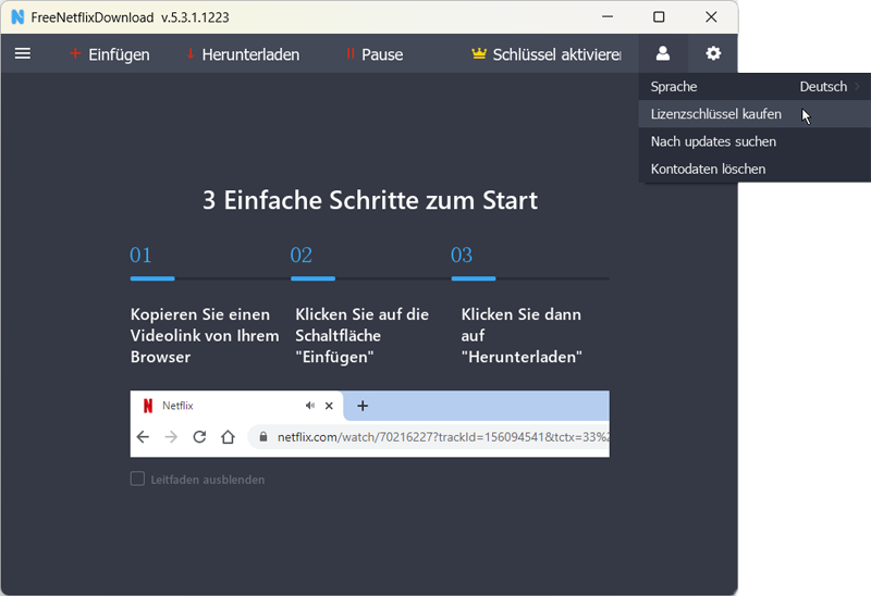 Lizenz von Free Netflix Downloader