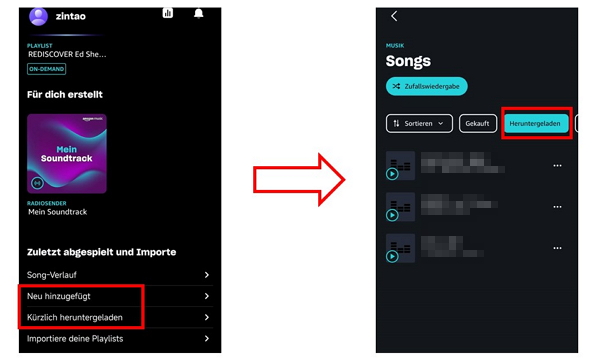 Musik-songs in Amazon Music auf smartphone importieren - schritt 5