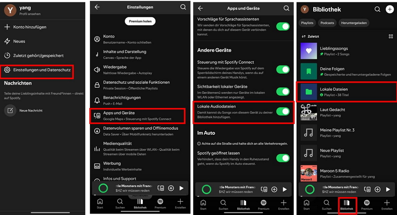 Lokale Dateien bei Spotify auf Handy abspielen