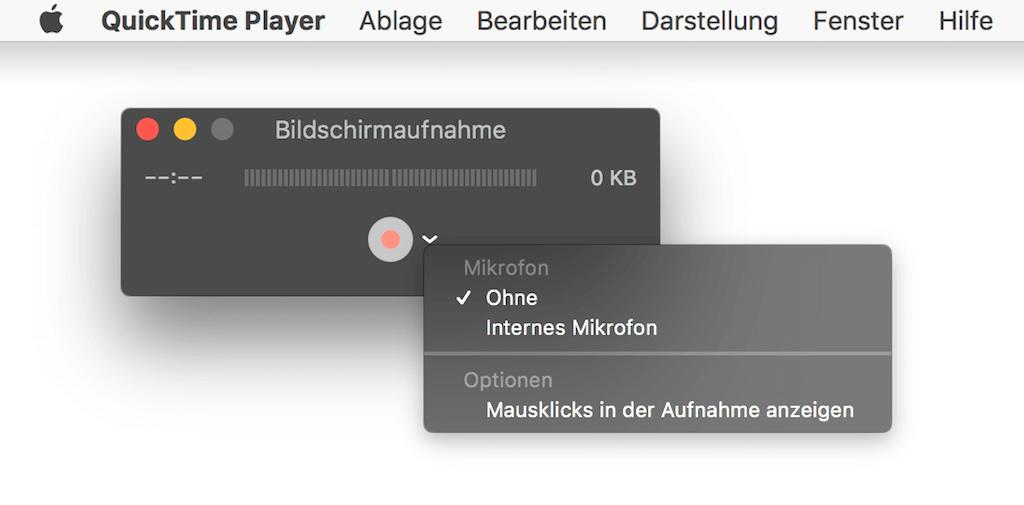 Auf Mac mit QuickTime Player Video aufnehmen