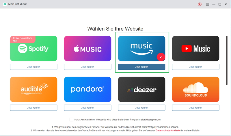 MovPilot Amazon music converter - schritt 2