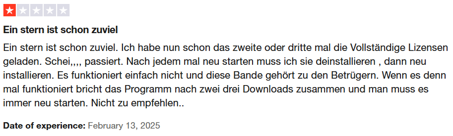ALT: Negative Bewertung 2