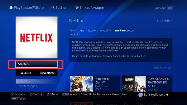 Filme mit Netflix-App auf PS4 schauen