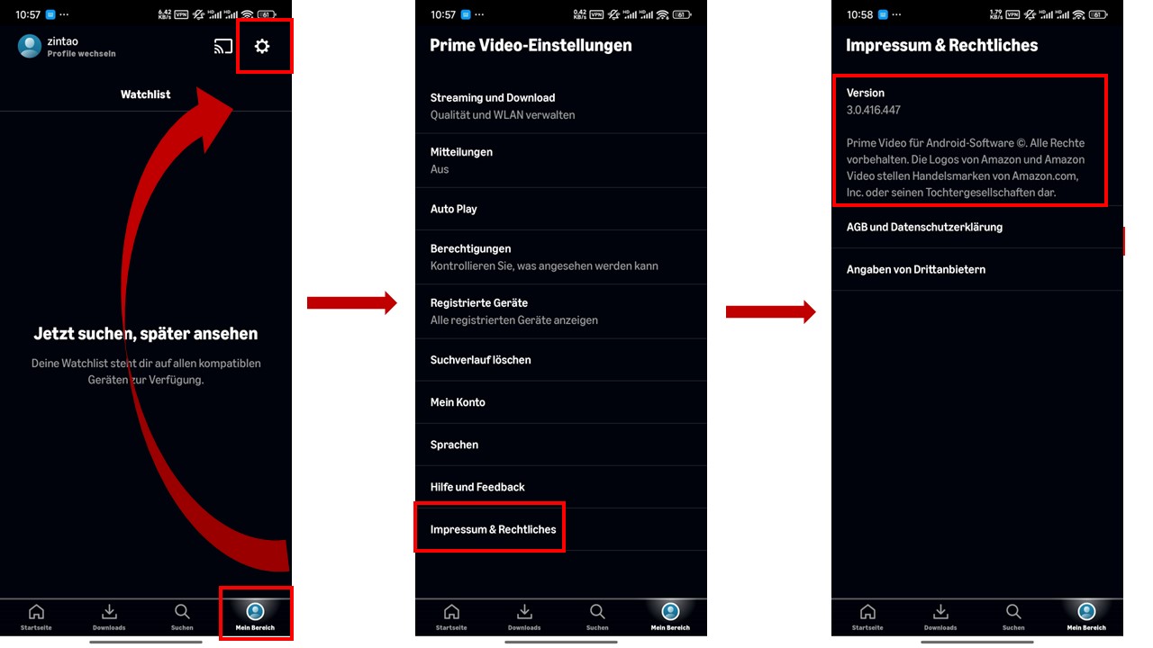 Neueste Version der Prime Video App installieren