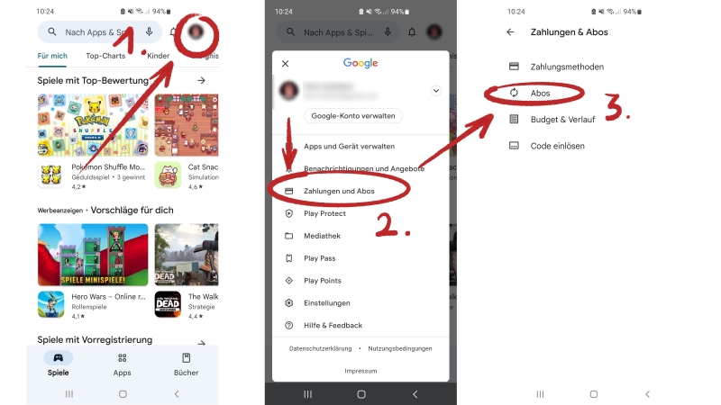 Paramount Abonnement kündigen auf Android