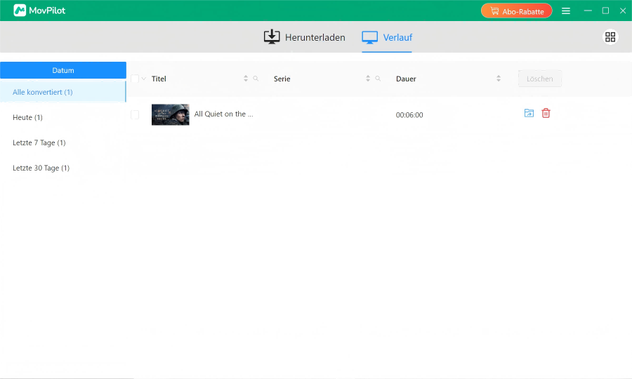 Paramount Download Verlauf anzeigen