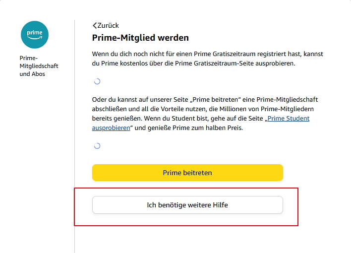 prime mitgliedschaft mit kundenservice beenden - schritt 2