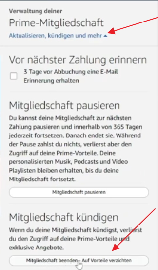 fristgerechten Kündigung von Amazon Prime - Schritt 5