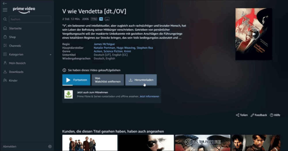 Prime Video-Titel herunterladen