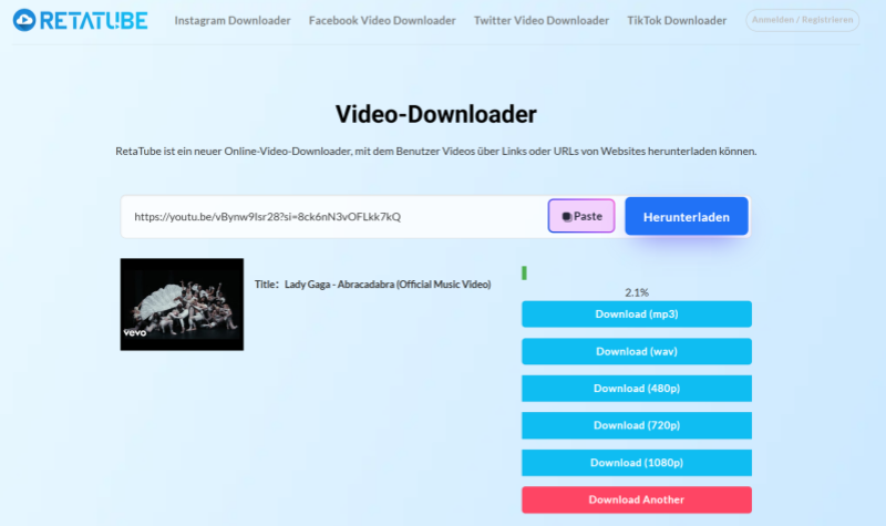 Retatube Online Video Downloader
