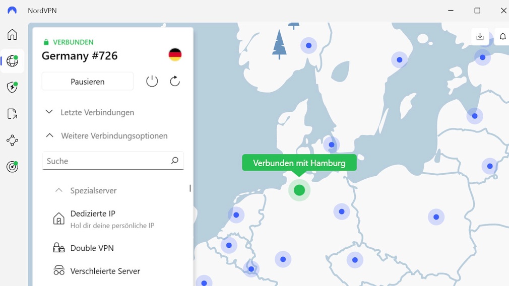 Server bei NordVPN auswählen