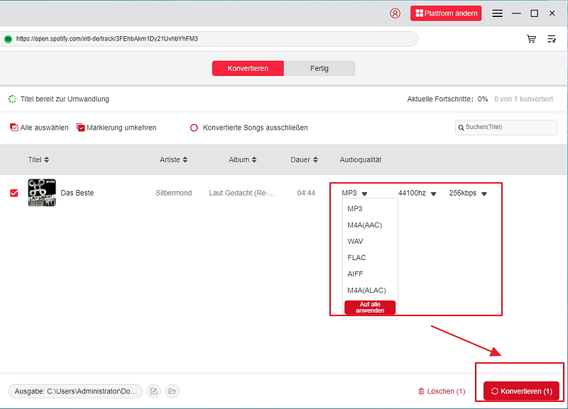 Konvertierung starten