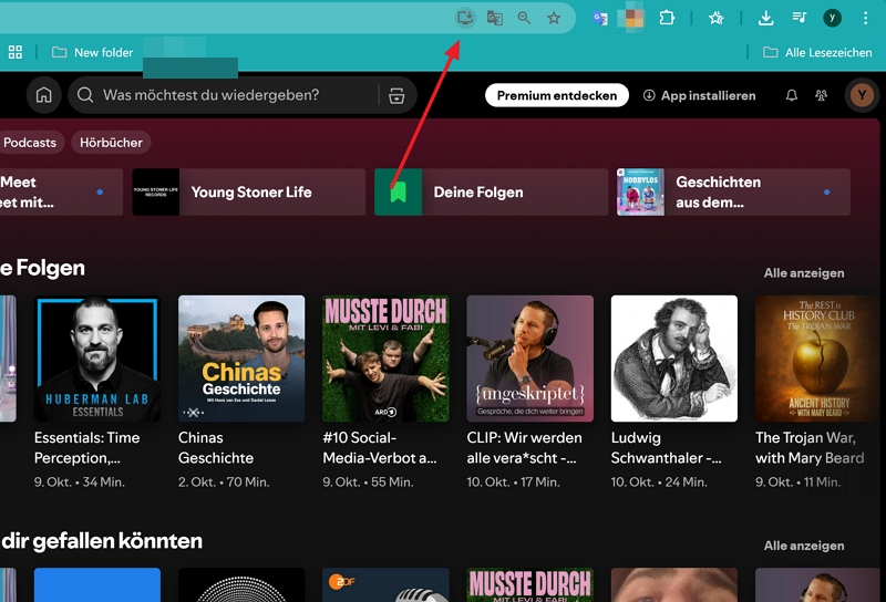Spotify Webplayer als Desktop-Verknüpfung speichern