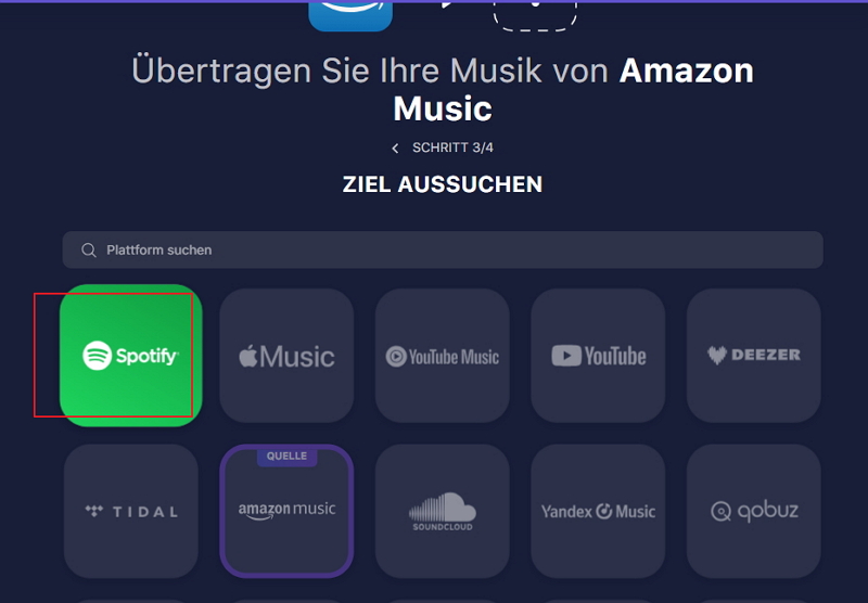 Mit Tune My Music von Amazon Music zu Spotify übertragen - schritt 4