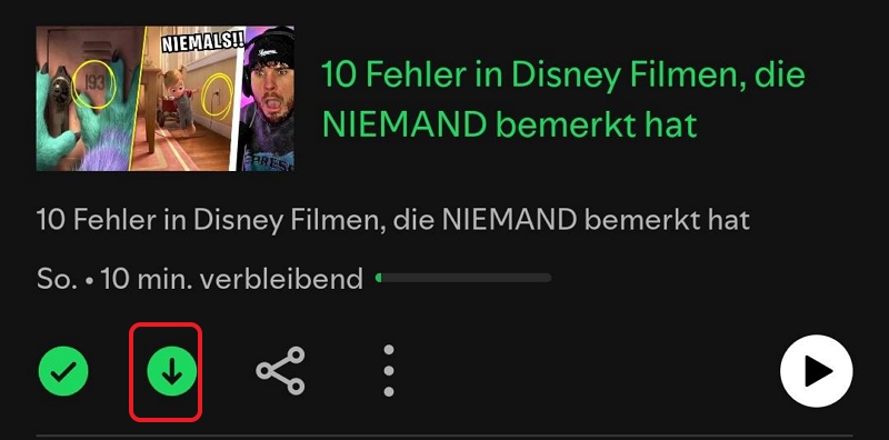 Spotify Podcasts auf Handy herunterladen - Schritt 2