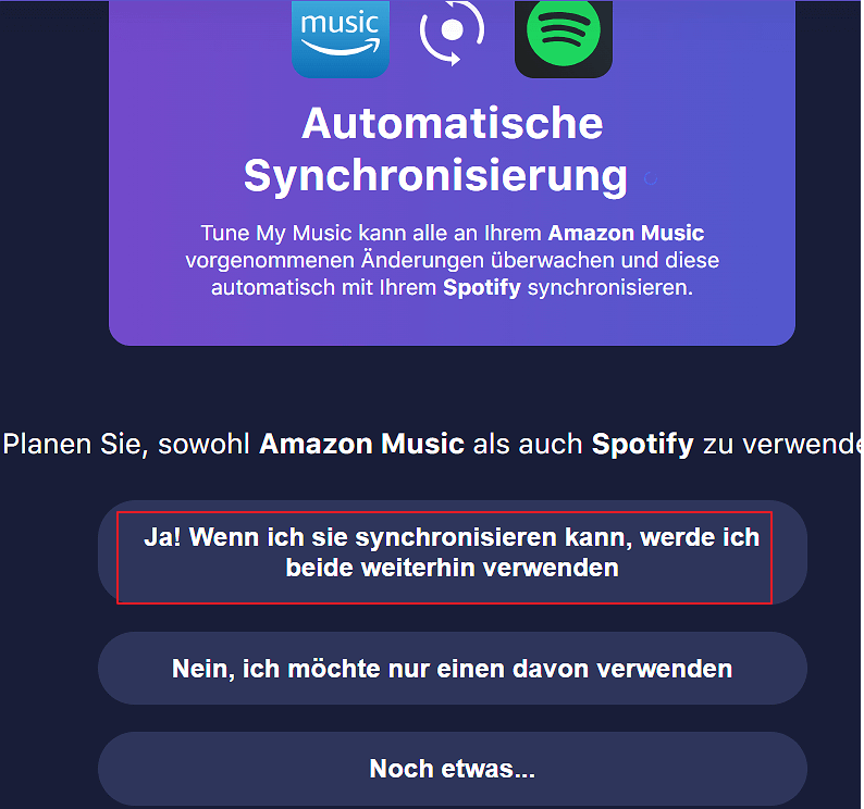 Mit Tune My Music von Amazon Music zu Spotify übertragen - schritt 6